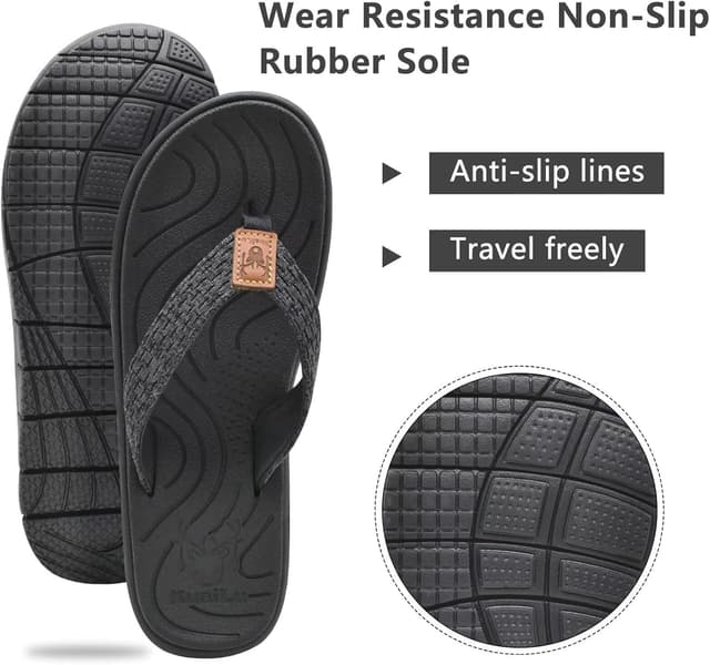 Detalle de KuaiLu Flip-Flops Damen aus weichem Leder- & Stoffmix – rutschfeste Badelatschen mit EVA-Fußbett