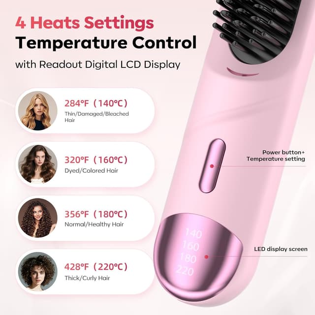 Thumbnail 4 de Go Brush Pro 2026 hair straightener brush 4-temp 300M ions ๐