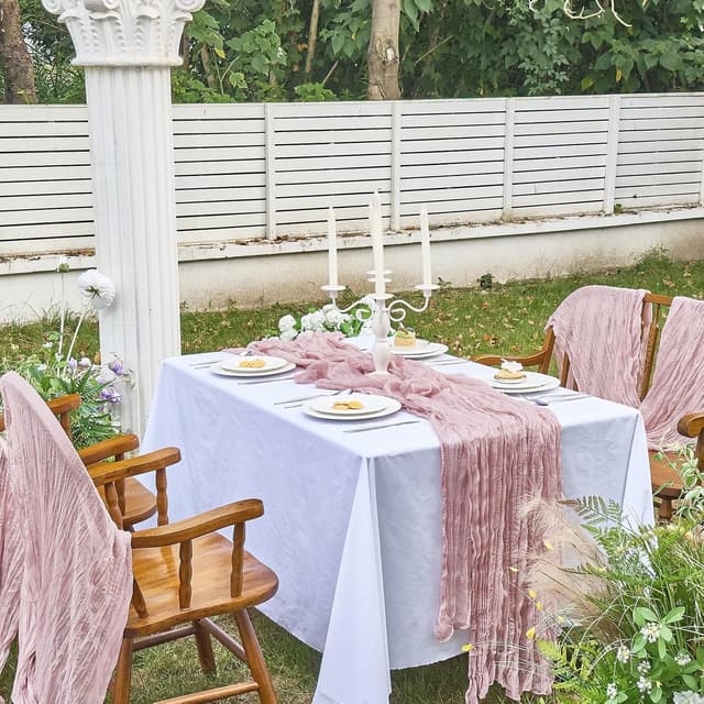 Thumbnail 6 de IVAPUPU 10ft Cheesecloth Table Runner 🎀