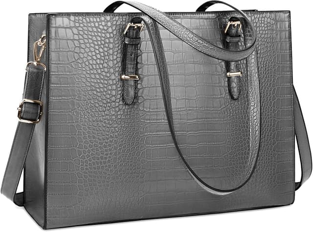 Thumbnail 6 de Lubardy Faux Crocodile Laptop Tote Bag for Women (15.6 Inch) – Grape purple