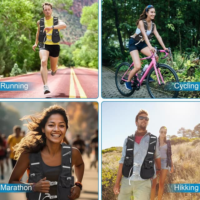 Detalle de Running Vest with Water Bladder for Women/Men – Breathable Hydration Backpack with Reflective Strips