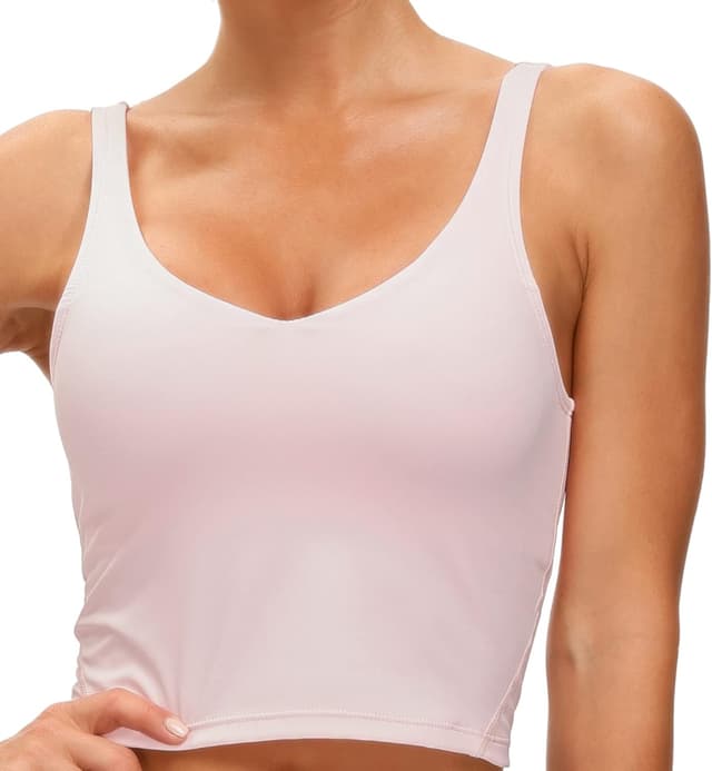 Detalle de THE GYM PEOPLE Longline reggiseno sportivo da donna senza ferretto, imbottito medio e supporto yoga/palestra