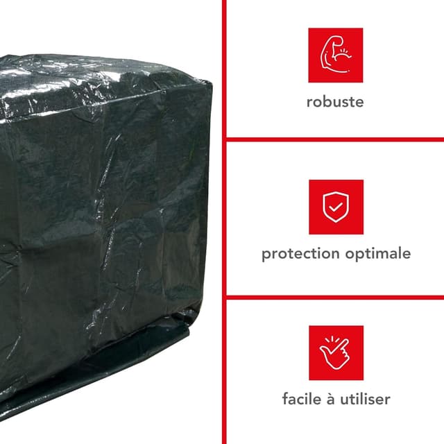 Detalle de Toolland housse de protection pour barbecue extérieur en polyéthylène – bâche rectangulaire vert 110 x 70 x 100 cm