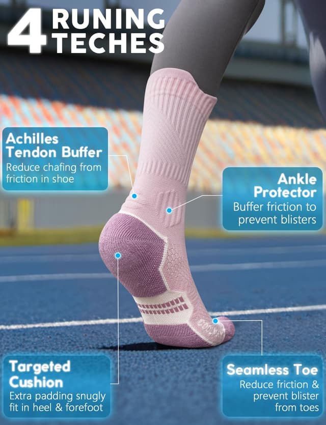 Detalle de Juclise Women’s Coolmax Bamboo Compression Running Crew Socks (3 Pairs)