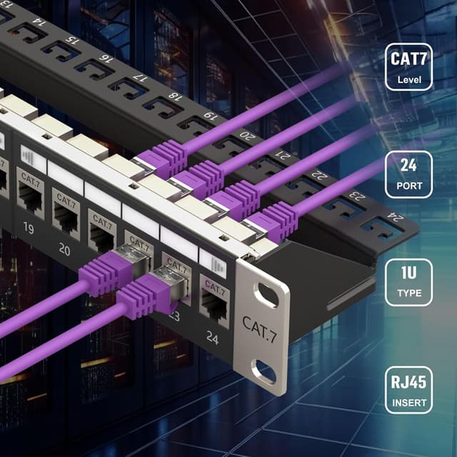 Detalle 2 de FGB 1U Patchpanel mit 24 Anschlüssen, Cat7 geschirmte Keystone-Koppler (10 Gbps) für 19-Zoll-Rack oder Wandmontage