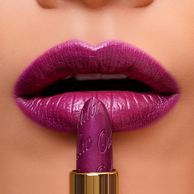 Detalle de OULAC Metallic Glanz Finish Lippenstift 04 Sugar Plum (Pflaume Glitzer) – vegan, 4,3 g