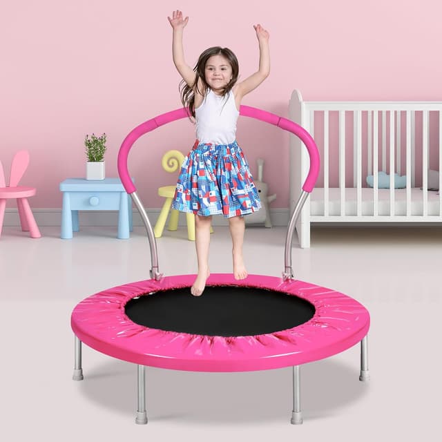 Detalle de Lyromix 36-Inch Kids Trampoline With Handle — Indoor Mini Trampoline for Toddlers and Light Fitness