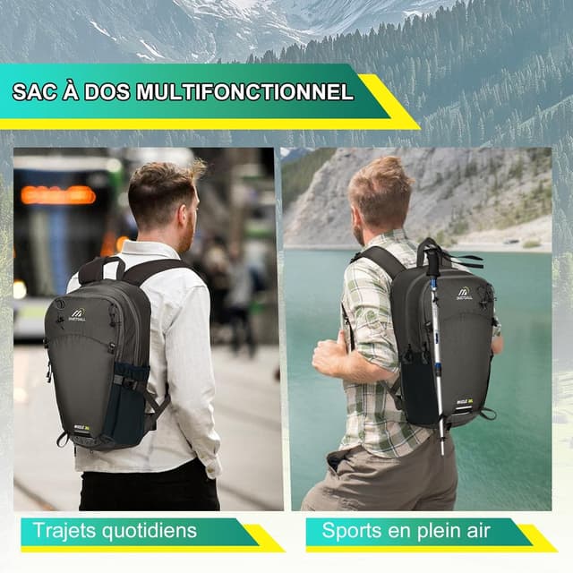 Detalle de ONETOALL Sac à Dos Vélo 15L avec couvre-casque, housse de pluie et fermeture antivol