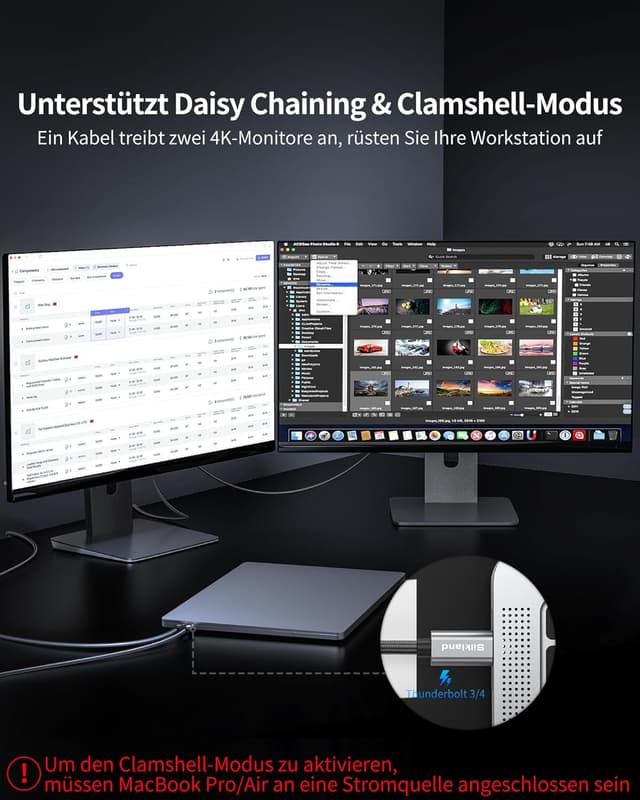 Detalle 2 de Silkland USB‑C auf DisplayPort 1.4 Kabel (Thunderbolt 4/3 kompatibel), 1 m – bis 8K@60 Hz