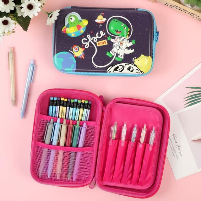 Detalle de OFFCUP trousse à crayons dinosaure 3D, grand format à fermeture éclair et 3 compartiments