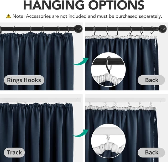 Thumbnail 3 de Deconovo 280x175 Rideau occultant bleu marine đ