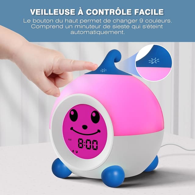 Thumbnail 6 de I·CODE Reveil Enfant jour/nuit avec veilleuse et fonction sieste (bleu)
