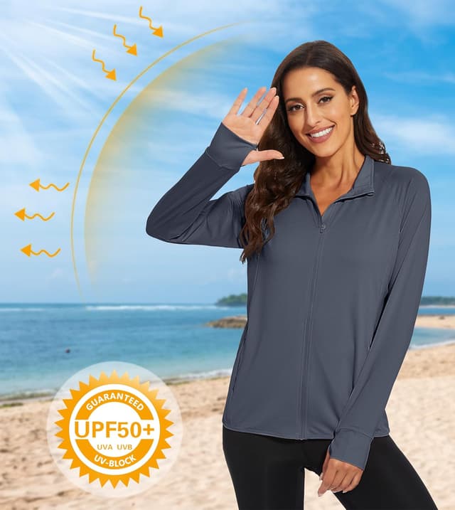 Detalle de MAGCOMSEN Women’s UPF 50+ Lightweight Athletic Jacket Sun Protection (Full Zip Long Sleeve)