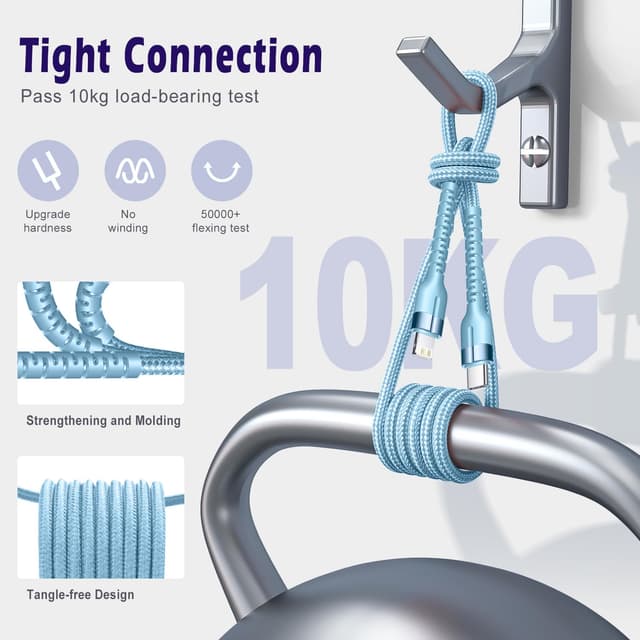 Detalle 1 de Ucyable USB-C to Lightning Cable 0.9m (3-pack) – MFi-certified nylon braided fast charging for iPhone