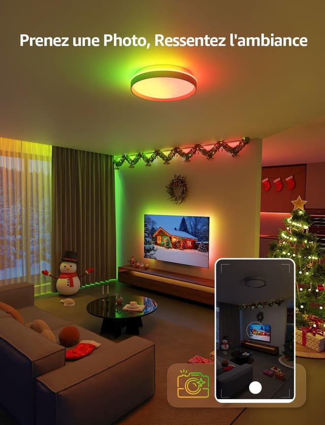 Detalle de Lepro T1 IA plafonnier LED connecté Wi‑Fi/Bluetooth 24W, IP44, RGB+CCT (φ29 cm)
