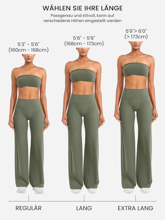 Detalle 2 de ZAAYO Nahtlose Straight-Leg Leggings mit hoher Taille – Flared Yoga Pants für Damen, Regular/Lang/Extra Lang