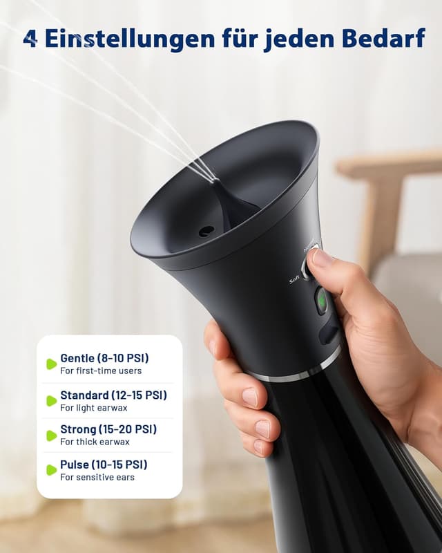 Detalle de KAUGIC Ohrenspülung mit Dual‑Tank 1 Jahr Garantie