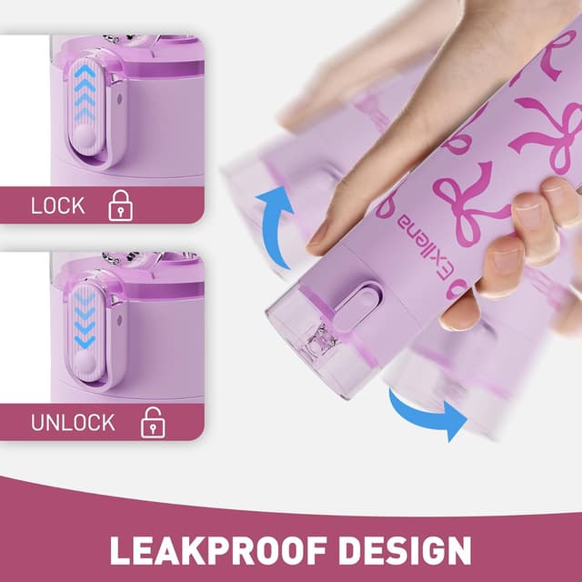 Thumbnail 4 de Exllena Small Water Bottle 270ml with Straw – leak-proof, one-hand opening travel flask