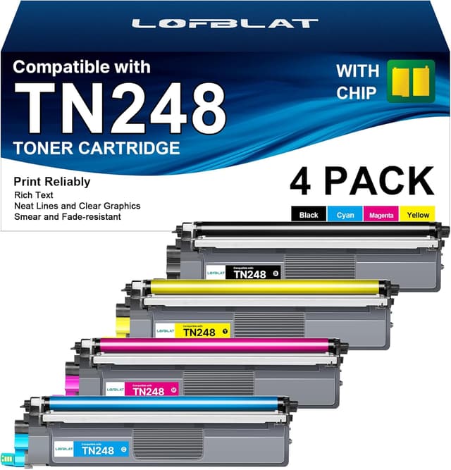 Detalle de LOFBLAT TN248 (TN-248CMYK/TN-248BK/TN-248VAL) kompatibles Toner-Value-Pack im 4er-Set für Brother