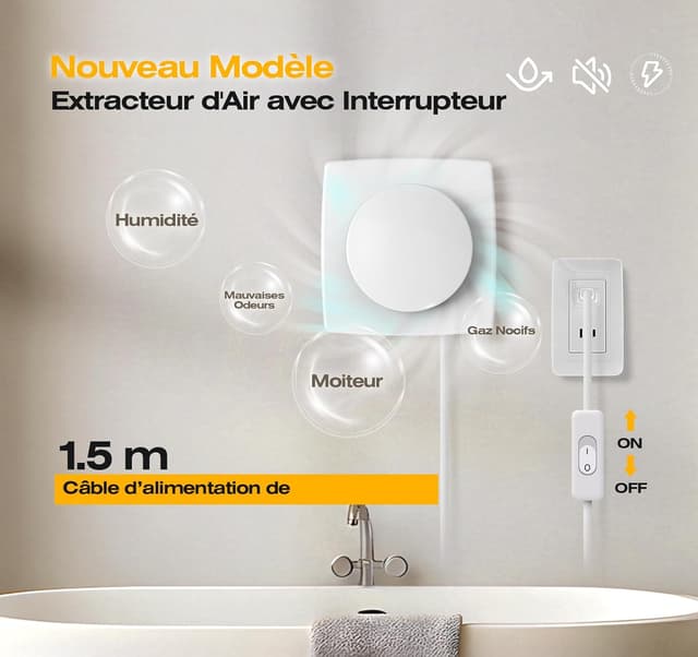 Detalle 2 de BUMSOU Extracteur d'Air 100mm 130 m³/h