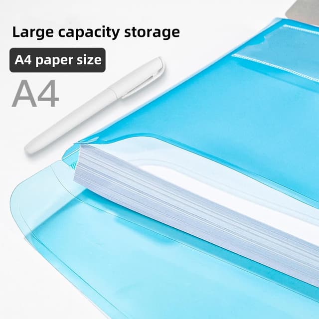 Detalle de ojussa A4 Plastic Wallets 7PCS waterproof folders with button storage (transparent, assorted colours)
