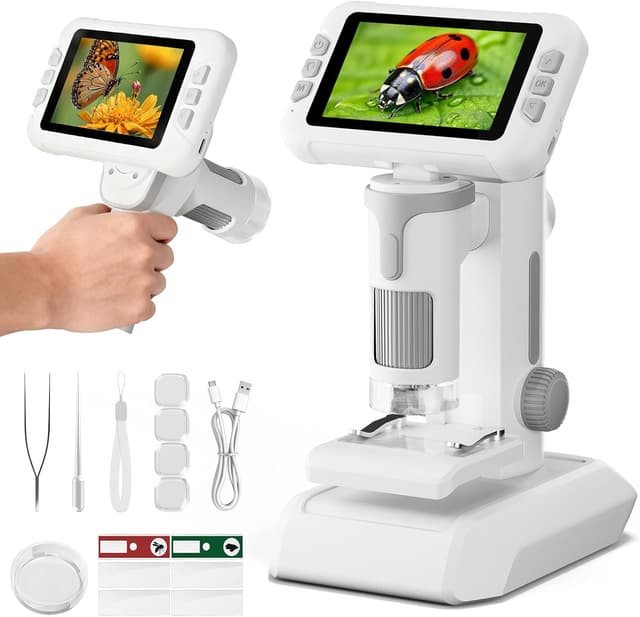 Detalle de HEWEIMEI 1600X Kinder-Mikroskop 4K, 4,0" Bildschirm 🔬