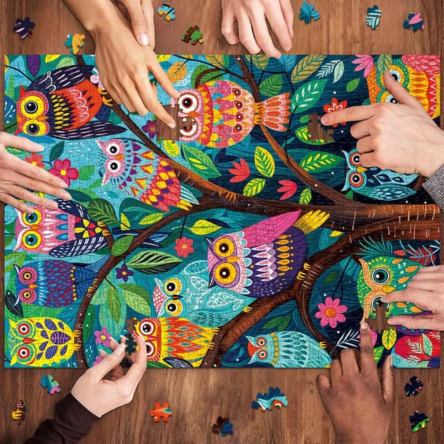 Detalle de 1000-Teile Puzzle „Nacht der Eulen“ für Erwachsene & Familie (70 x 50 cm)