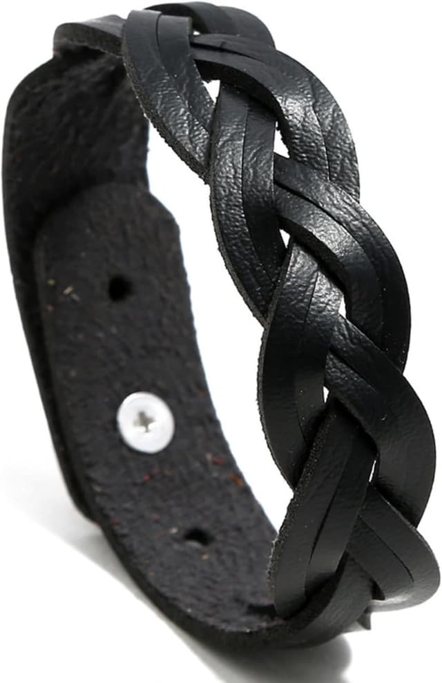 Detalle de EMEMcharm Damen-Armband aus geflochtenem Leder, verstellbar (16–20 cm) – modisches Accessoire GM109