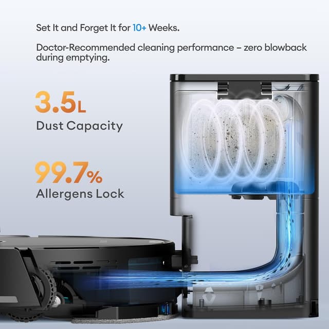 Detalle de Ultenic T20 Pro robot vacuum 8000Pa LiDAR
