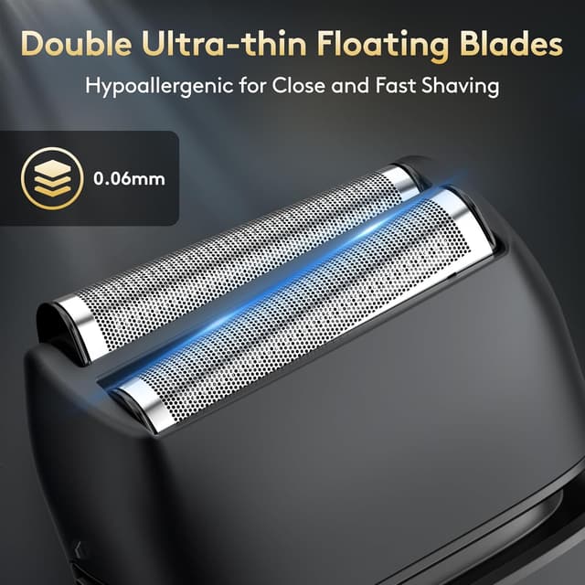 Detalle de Brightup Electric Foil Shaver for Men with Pop-Up Trimmer, Wet/Dry Design, Travel Lock, and LED Display