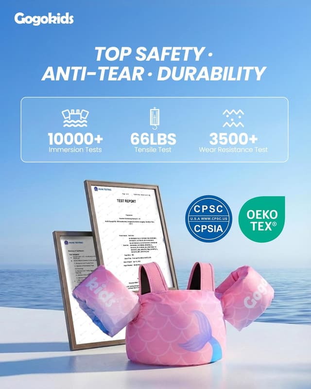 Detalle 2 de Gogokids Toddler Swim Vest (24–66 lbs) with Adjustable Fit and Water Wings Floaties