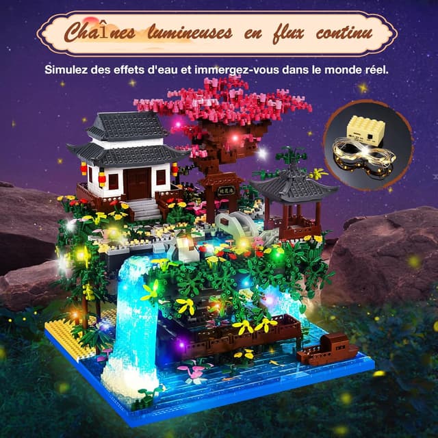 Detalle 2 de Charmofun Micro-briques 3320 pièces – Maquette architecture chinoise avec éclairage LED