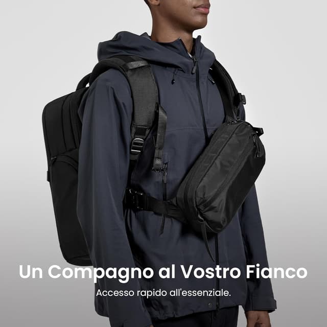 Thumbnail 6 de tomtoc 3,5L Borsa da petto RFID convertibile in tracolla – Marsupio leggero impermeabile (nero) per iPad mini 7