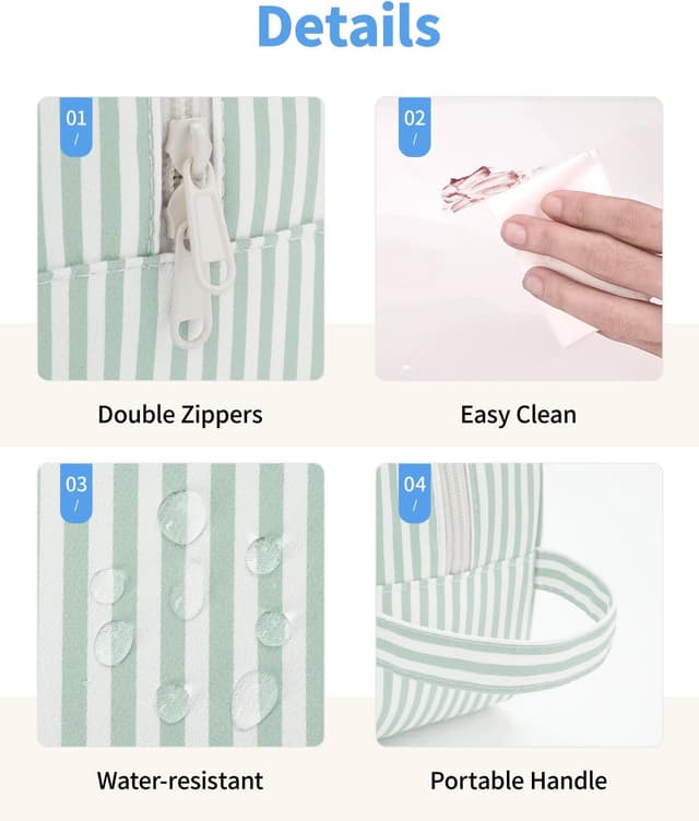 Thumbnail 4 de Narwey Clear Travel Toiletries Bag Mint Stripe