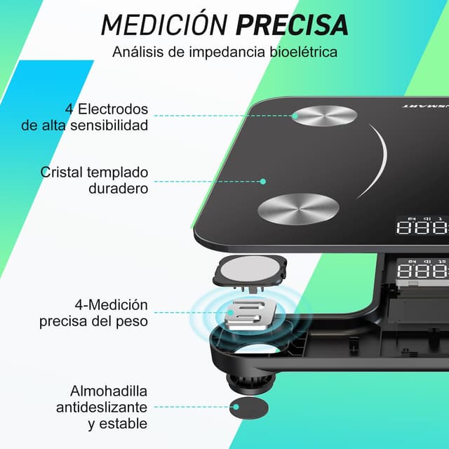 Detalle 2 de INSMART Báscula Inteligente con App y Pantalla LED 🧮