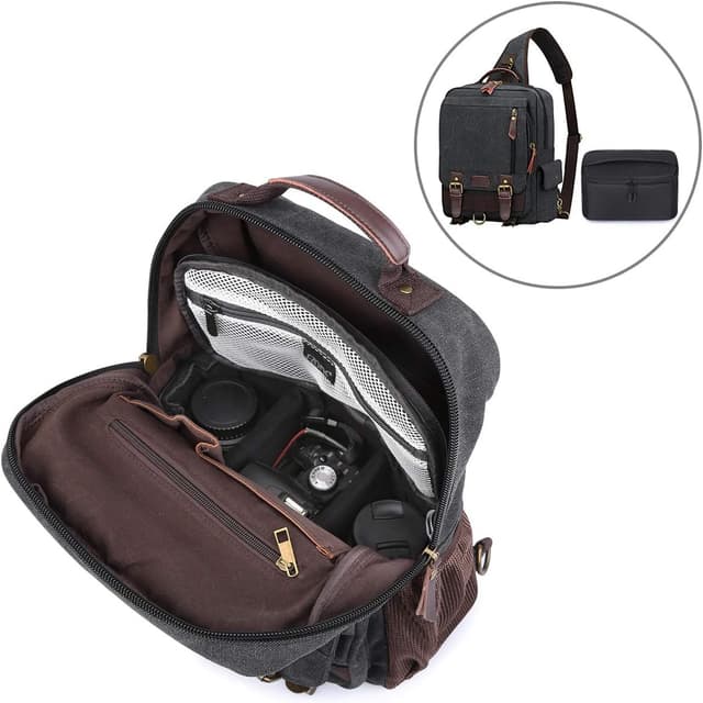 Detalle 2 de S-ZONE Borsa imbottita antiurto pieghevole per fotocamera DSLR/SLR con spazio per 2 lenti