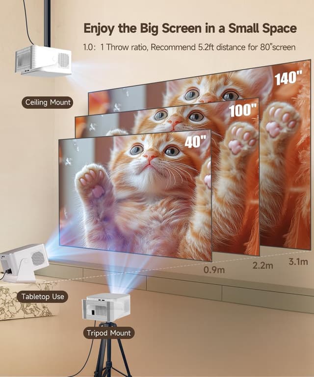 Thumbnail 6 de Magcubic HY350Max Smart Mini Projector (Native 1080P, 8K Support, 600 ANSI, WiFi 6 & Bluetooth 5.4)