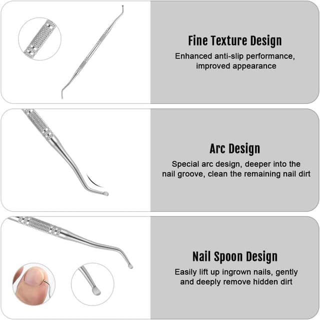 Detalle de AUYAO Kit per unghie incarnite ai piedi (2 pezzi) con lima in acciaio inox e scovolino riutilizzabile