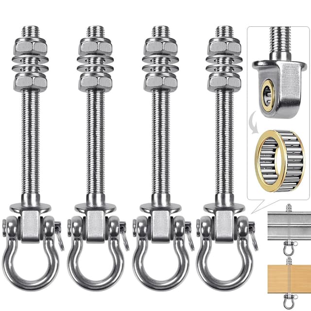 Detalle de BeneLabel 4er Schaukelhaken Lager (175 mm) aus 304 Edelstahl, drehbar, für Hängematten, Hängesessel & schwere Anwendungen