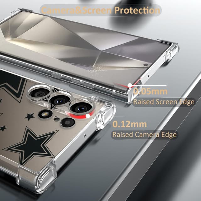 Detalle 2 de CAROKI Clear Case for Samsung Galaxy S24 Ultra (6.8") – Black Star clear TPU bumper phone case