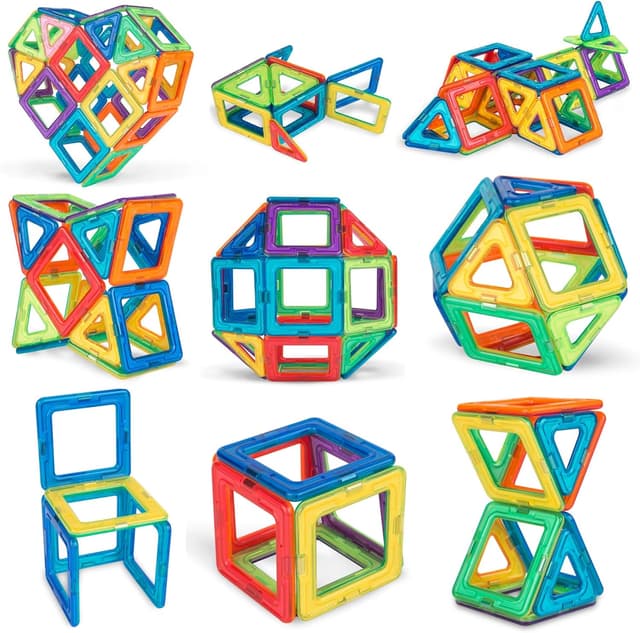 Detalle de Magnetic Building Blocks & Tiles Set (36 pcs) for ages 3–8 – STEM magnetic construction toy
