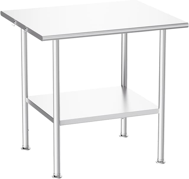 Detalle de Atelicf All-Stainless Steel Prep Table, 30 x 36 Inch, Rounded Edges and Adjustable Undershelf