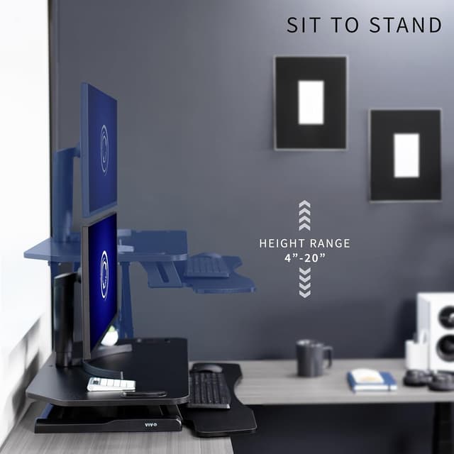 Detalle 2 de VIVO Extra Wide Corner Height Adjustable 97 cm stand up desk converter (DESK-V000KL) in black