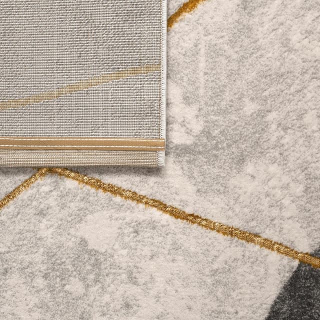 Detalle de TT Home tapis à poil court pour chambre ou salon motif géométrique 3D gris beige 240x340 cm