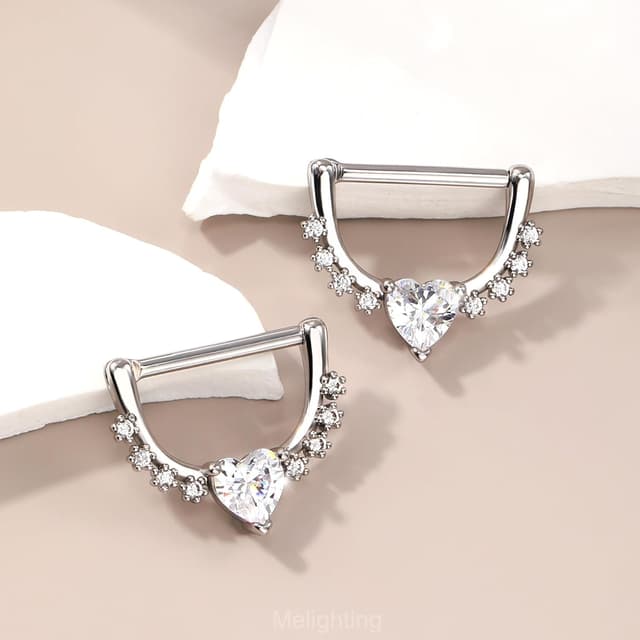 Thumbnail 2 de Melighting piercing capezzolo cuore zirconia 14G 14mm