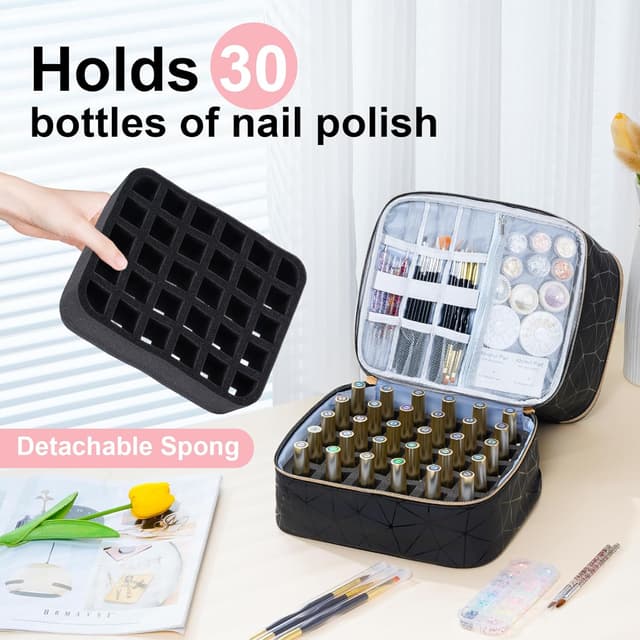 Detalle 1 de Uross Nail Polish Organizer Bag 30-bottle
