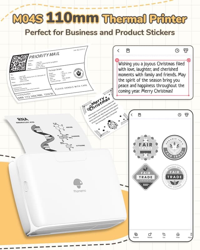 Detalle de Phomemo M04S Mini-Drucker für Smartphone (300 DPI) – Thermodrucker für 53/80/110-mm Sticker