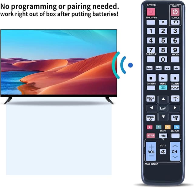 Detalle de TCNOUMT AK59-00123A replacement remote control for Samsung DVD players (BD-D5500/BdD6500 and more)