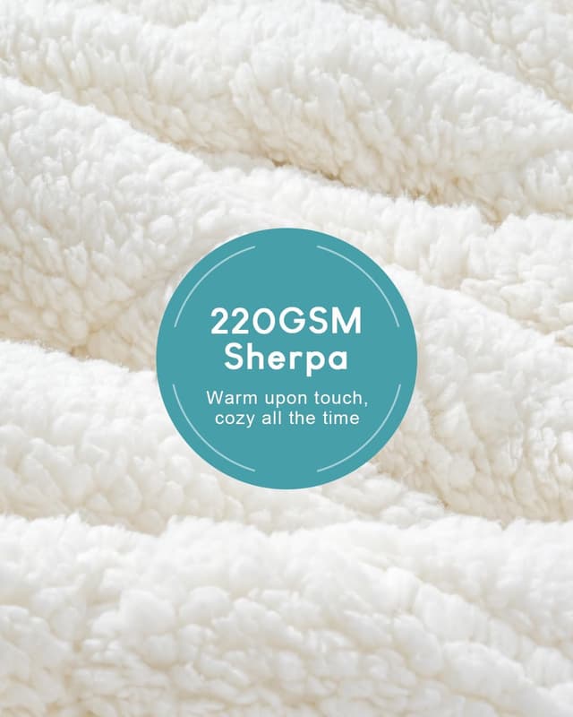 Detalle 2 de Cottonblue Jacquard Weighted Blanket (15 lbs) for Adults, Queen Size Sherpa Comfort, Cream White