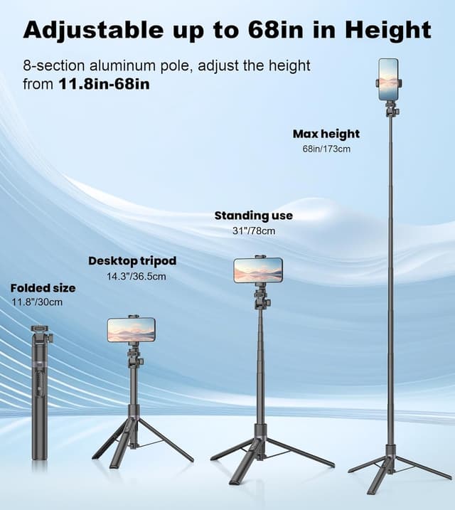 Thumbnail 6 de Gahenwo 68" selfie stick tripod for phone